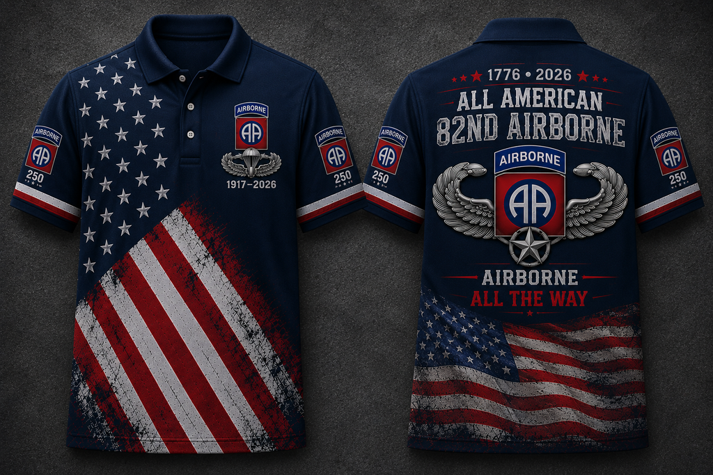 82nd Airborne All American Polo Shirt - 1776-2026 Airborne All The Way