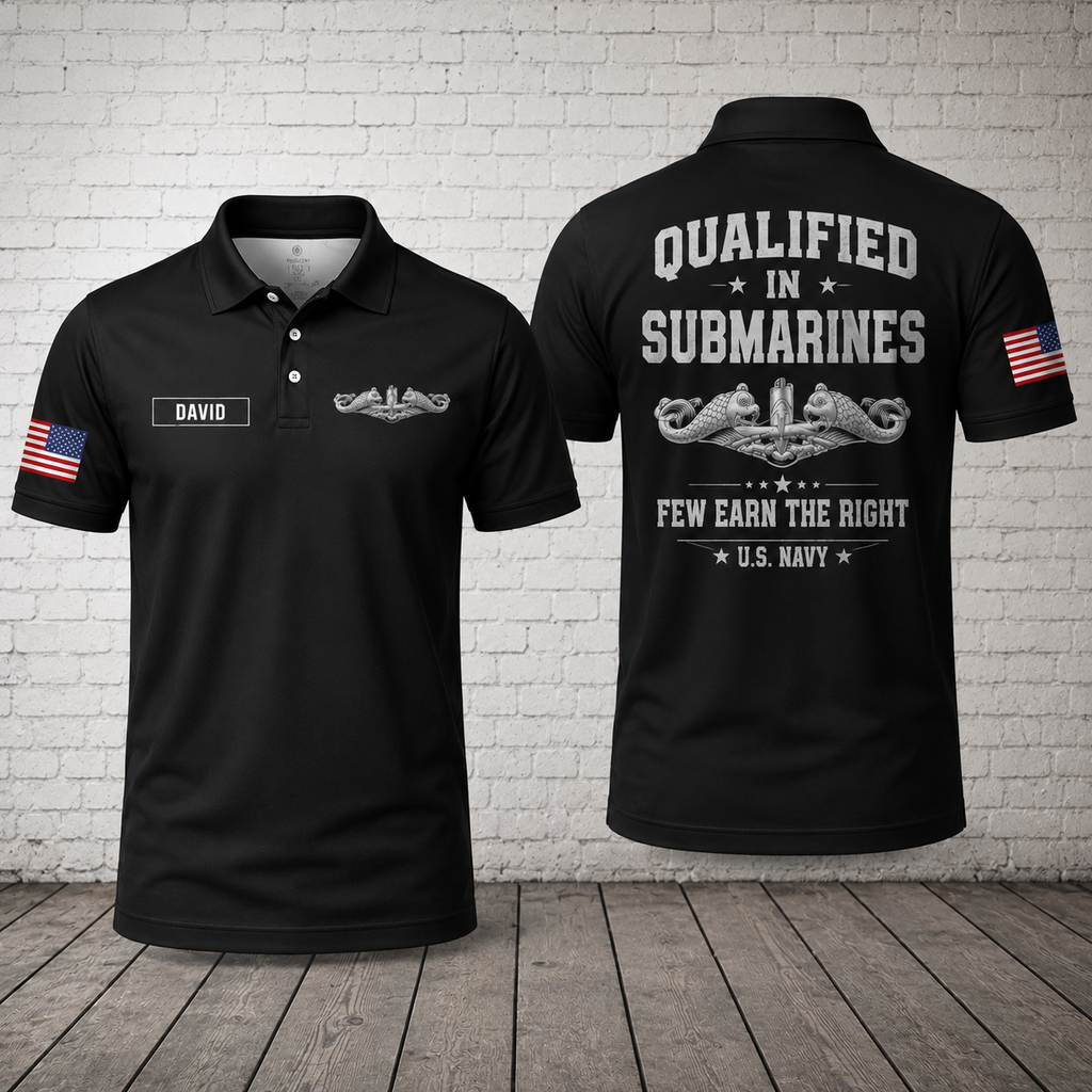 Custom Qualified In Submarines Polo Shirt - U.S. Navy Dolphins