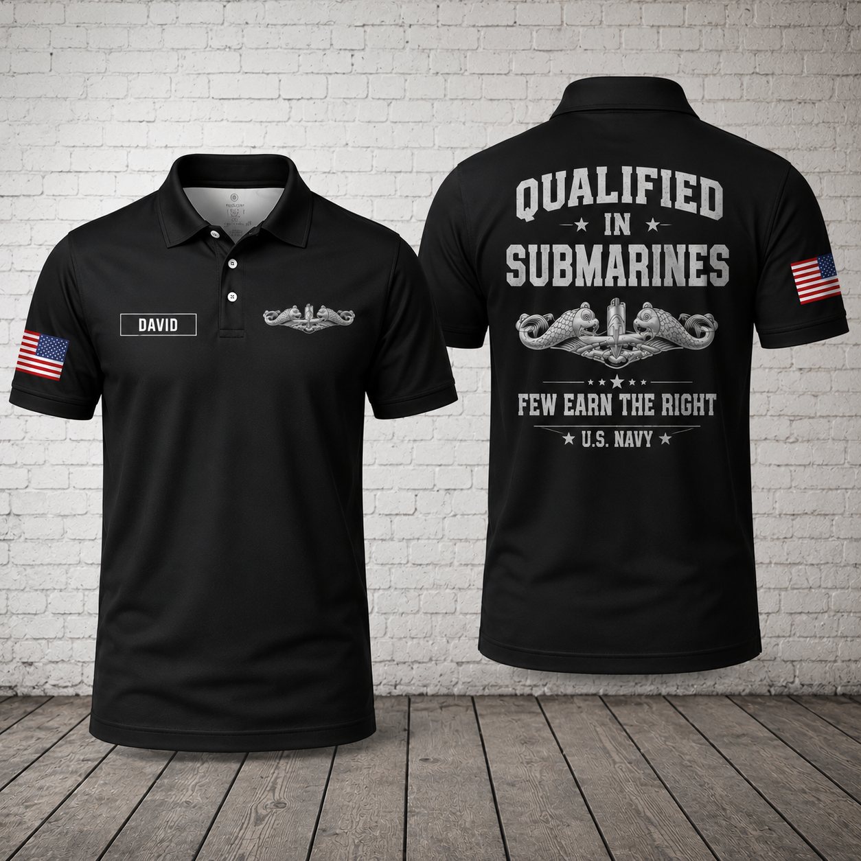 Custom Qualified In Submarines Polo Shirt - U.S. Navy Dolphins
