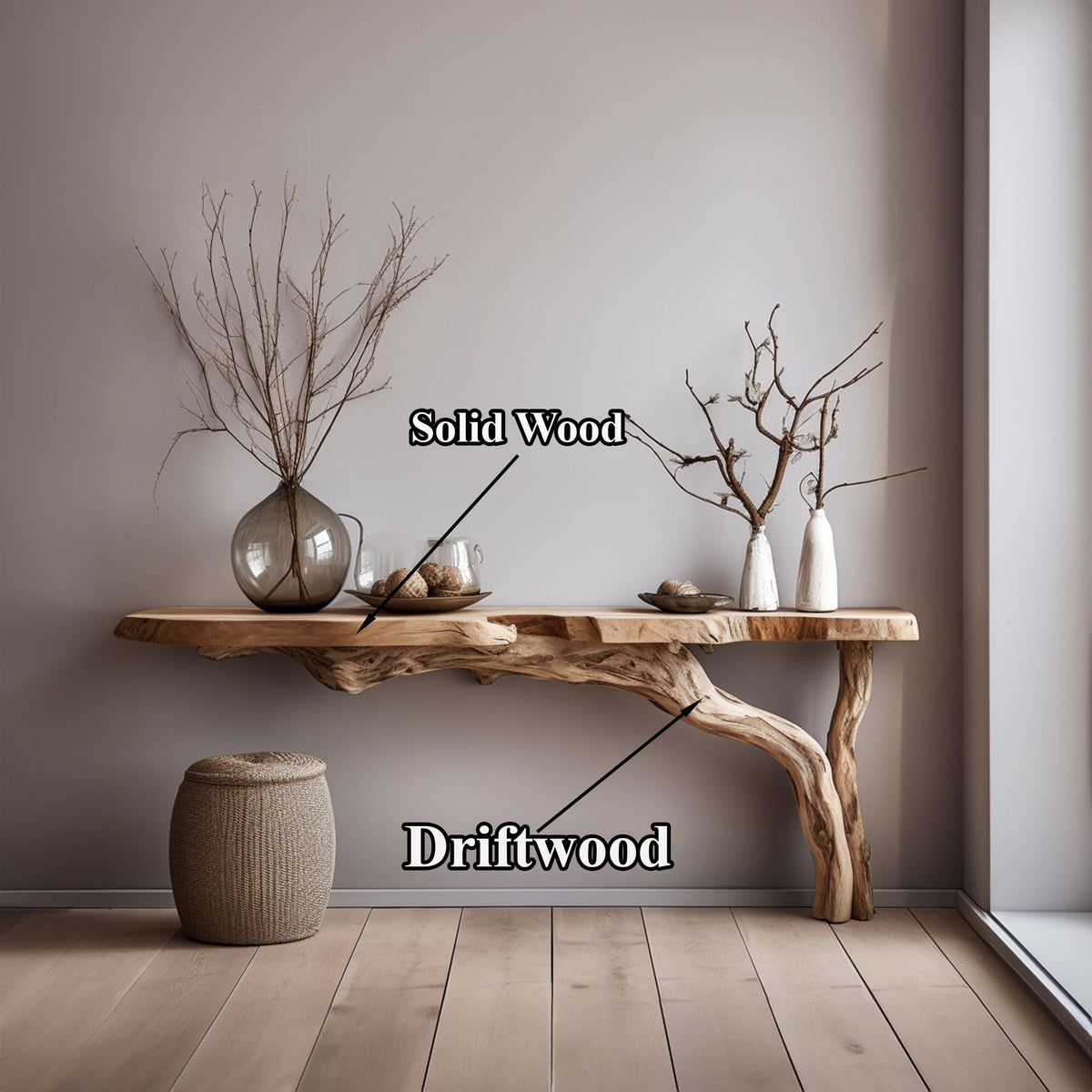 Rustic Wood Floating Side Table for Modern Spaces CTHCH-001