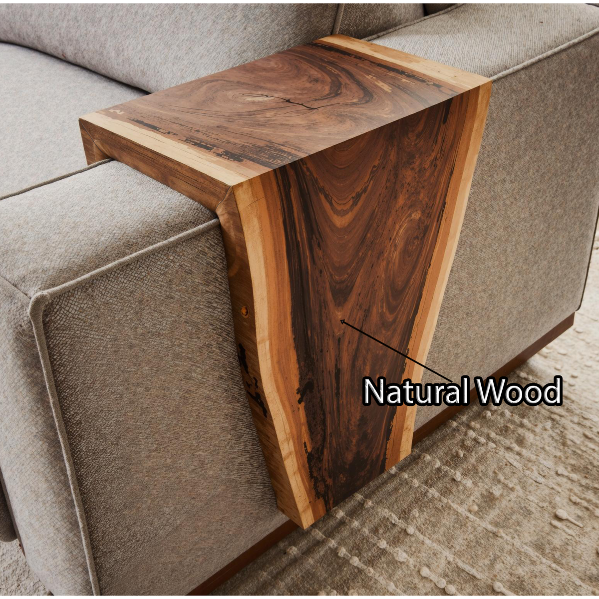 Rustic Handcrafted Armrest Table For Sofa Storage And Decor ETHCH015