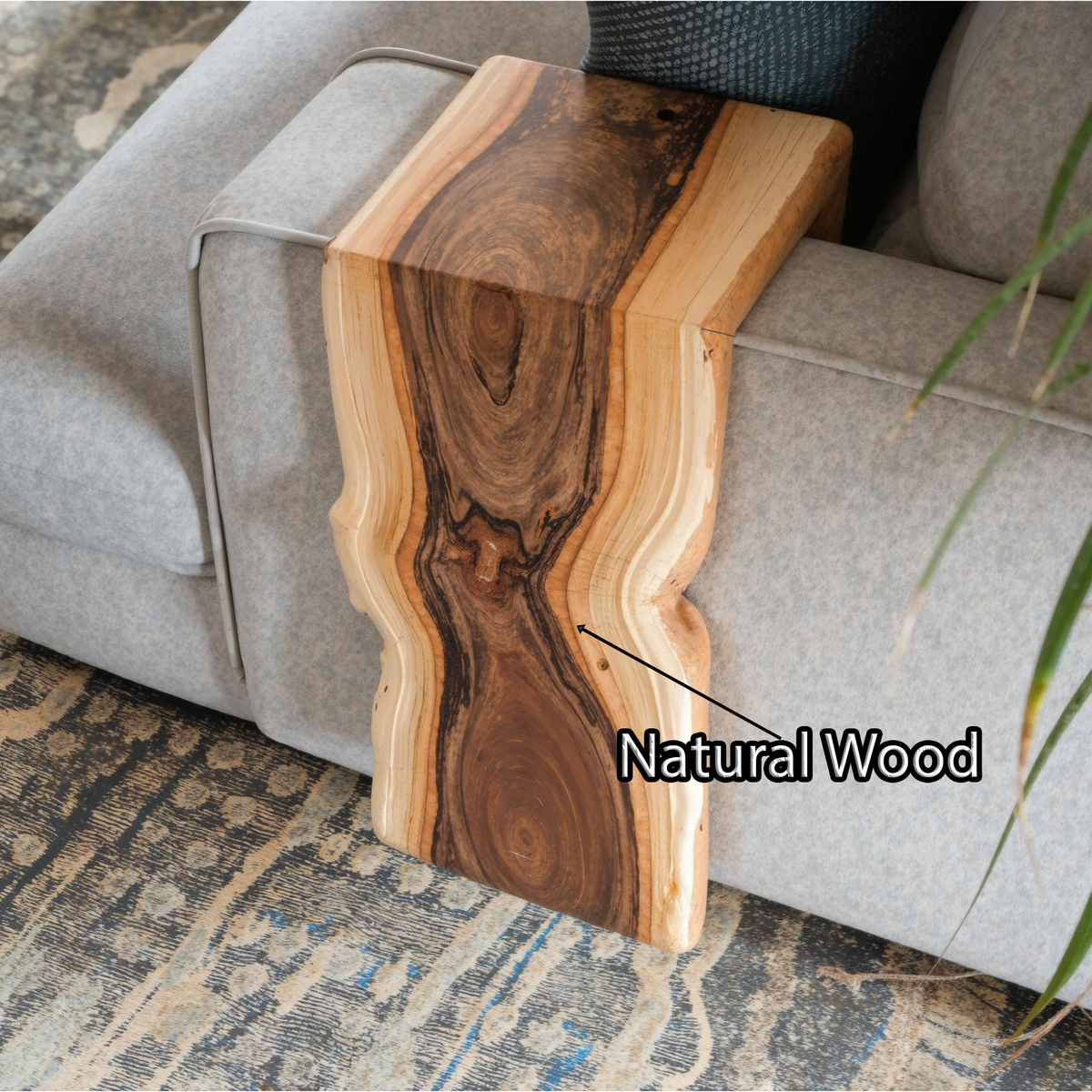 Handcrafted Sofa Armrest Table With Functional Storage Space ETHCH008