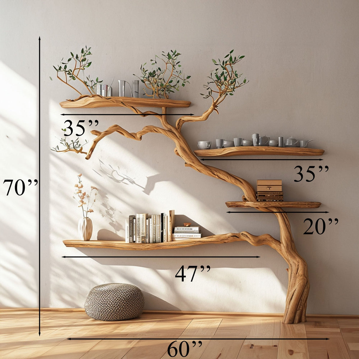 Tree Branch Floating Shelves Montessori Wall Mount Bookshelf