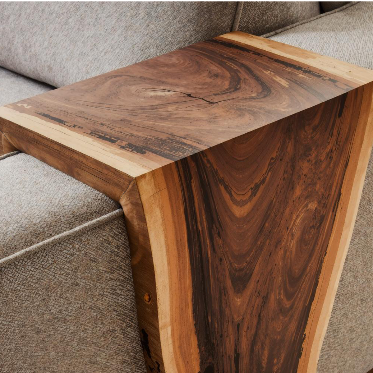 Rustic Handcrafted Armrest Table For Sofa Storage And Decor ETHCH015