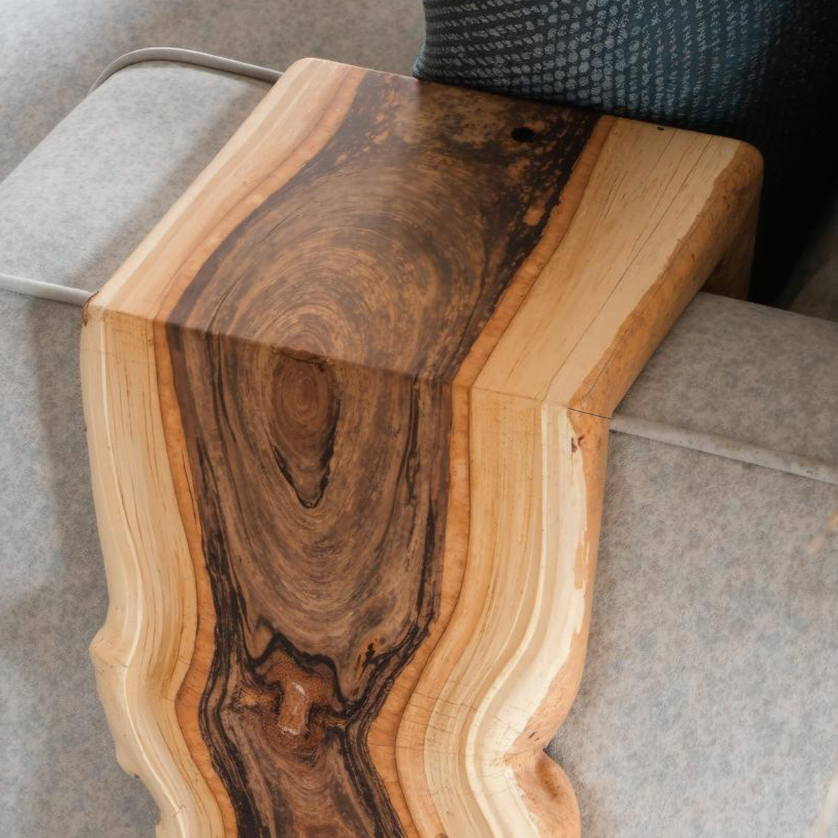 Handcrafted Sofa Armrest Table With Functional Storage Space ETHCH008