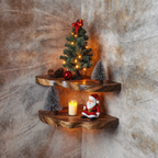 Christmas Corner Shelf Floating Shelf Live Edge Christmas Decor CFSHCH016