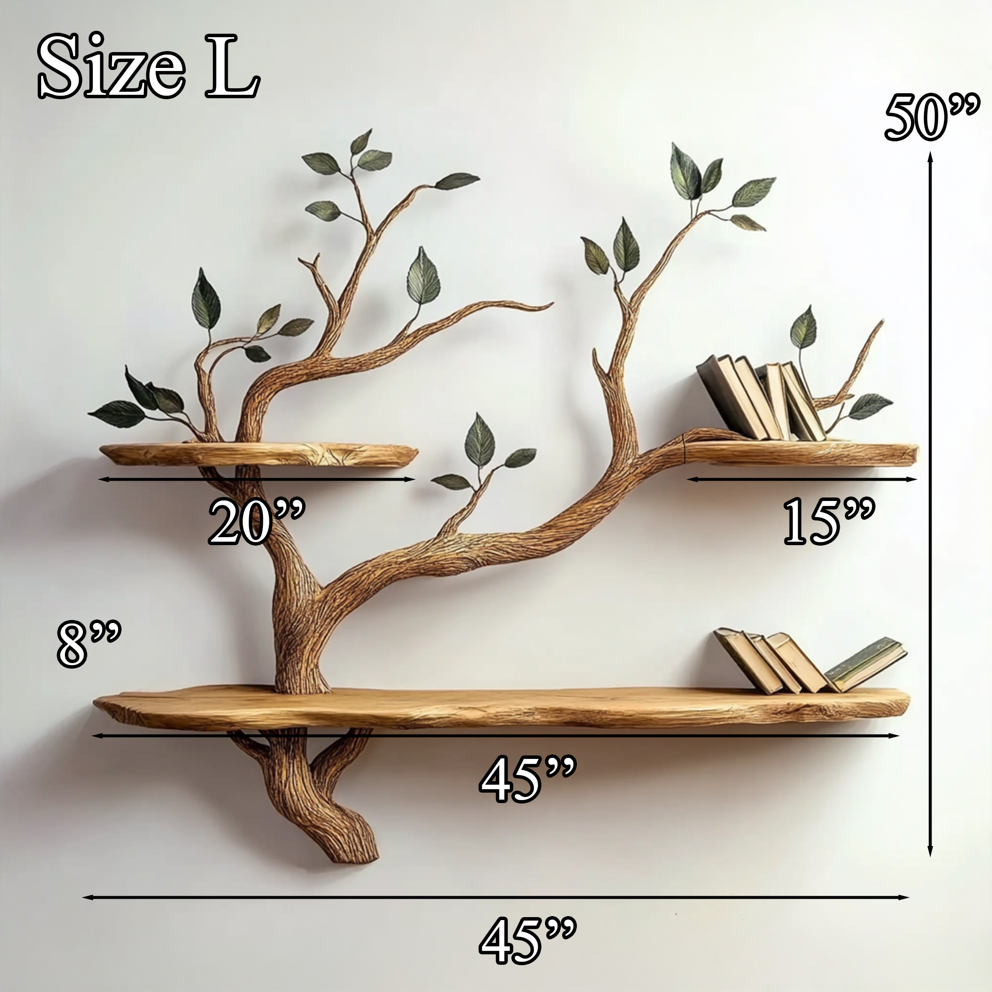 Wood Bookcase Branch Tree Shelf Decor Room