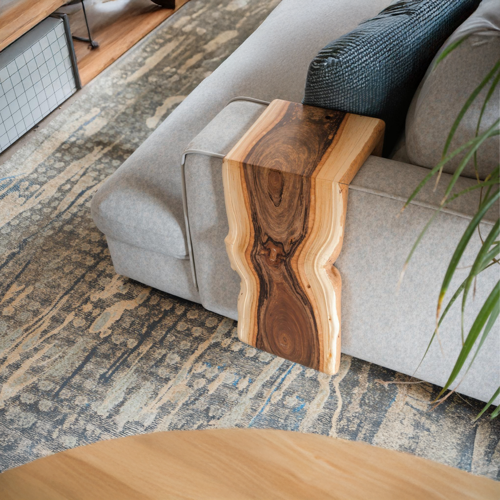 Handcrafted Sofa Armrest Table With Functional Storage Space ETHCH008