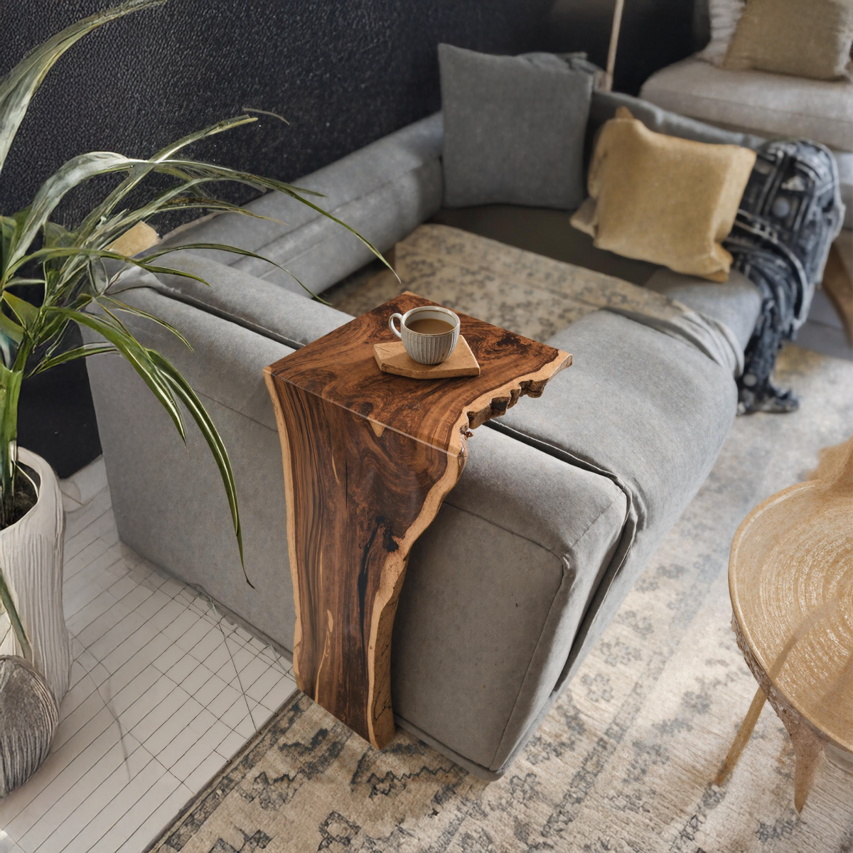 Farmhouse Sofa Armrest Table For Practical Storage And Style ETHCH001