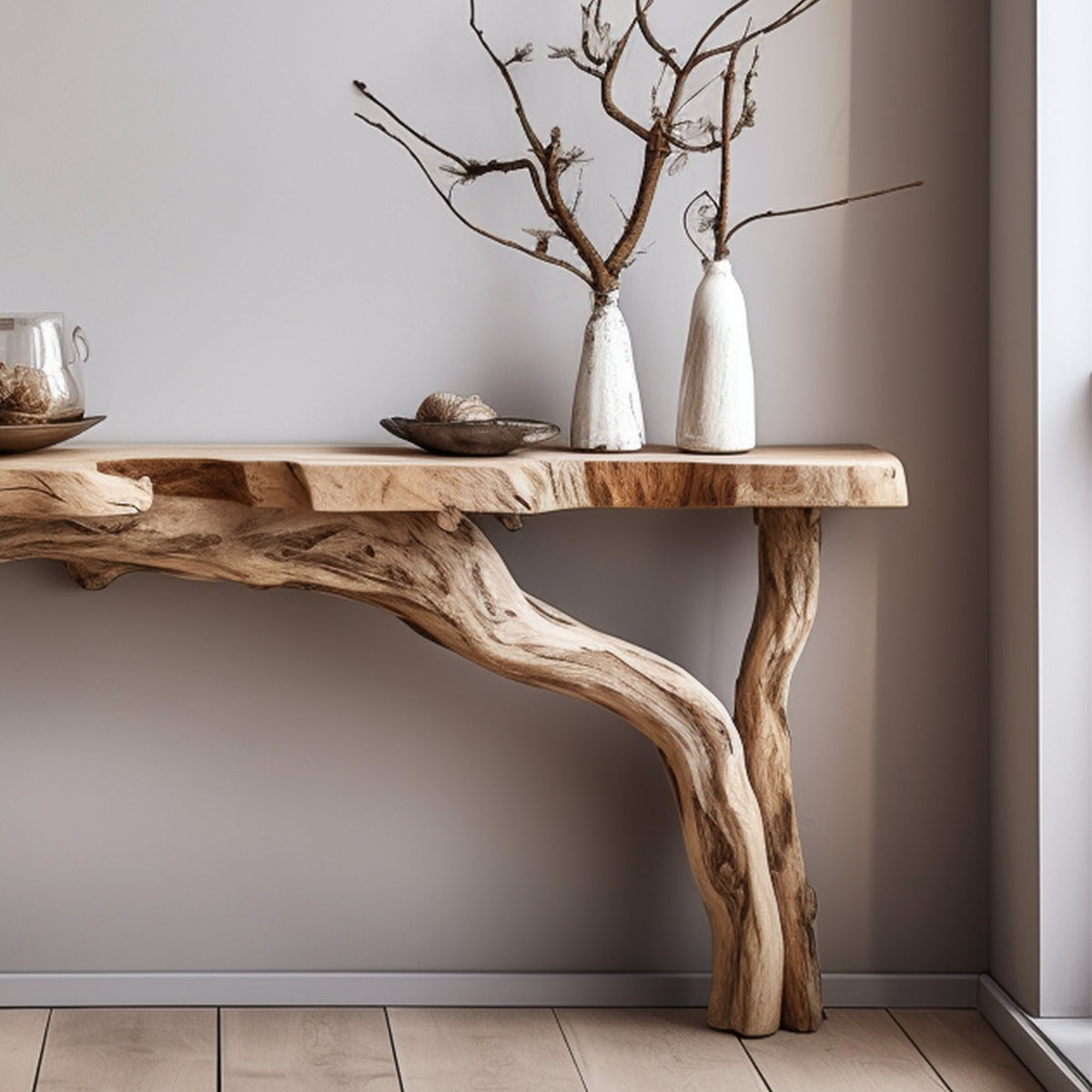 Rustic Wood Floating Side Table for Modern Spaces CTHCH-001