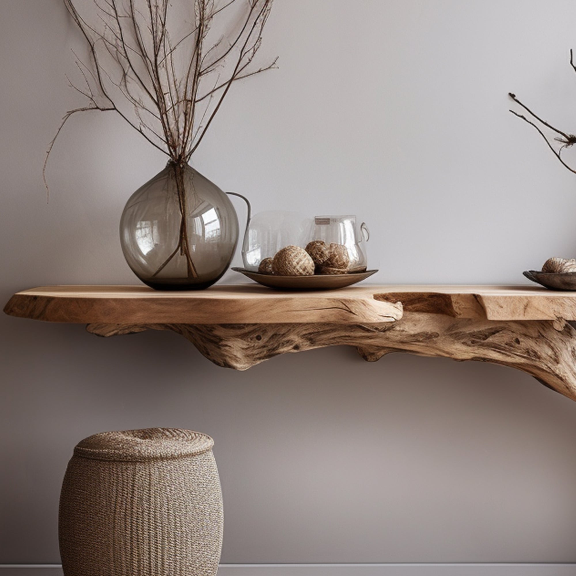 Rustic Wood Floating Side Table for Modern Spaces CTHCH-001