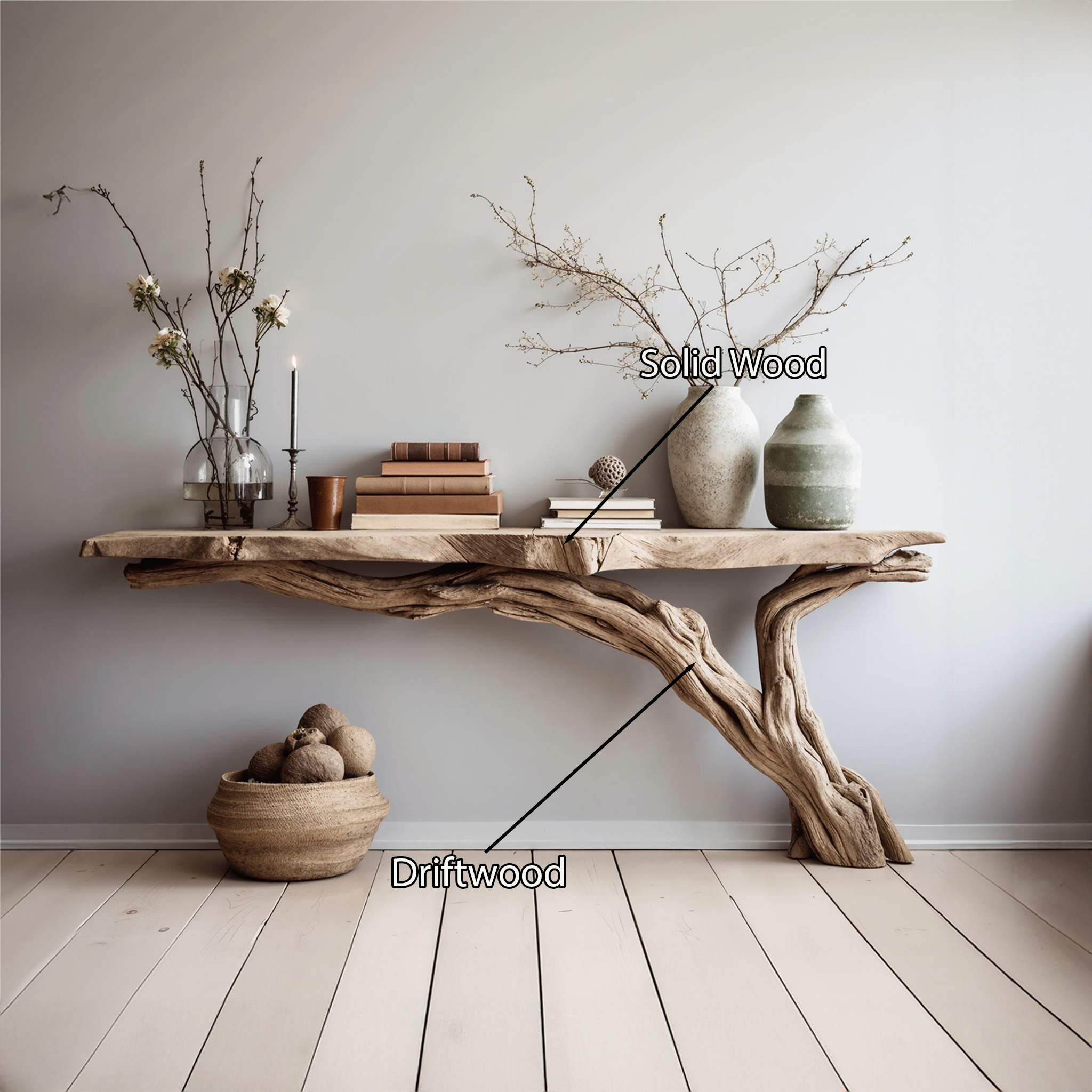 Wood Console Table Rustic Entry Table Home Decor CTHCH-021