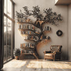 Black Tree Branch Bookshelf Wall Mount Mid Century