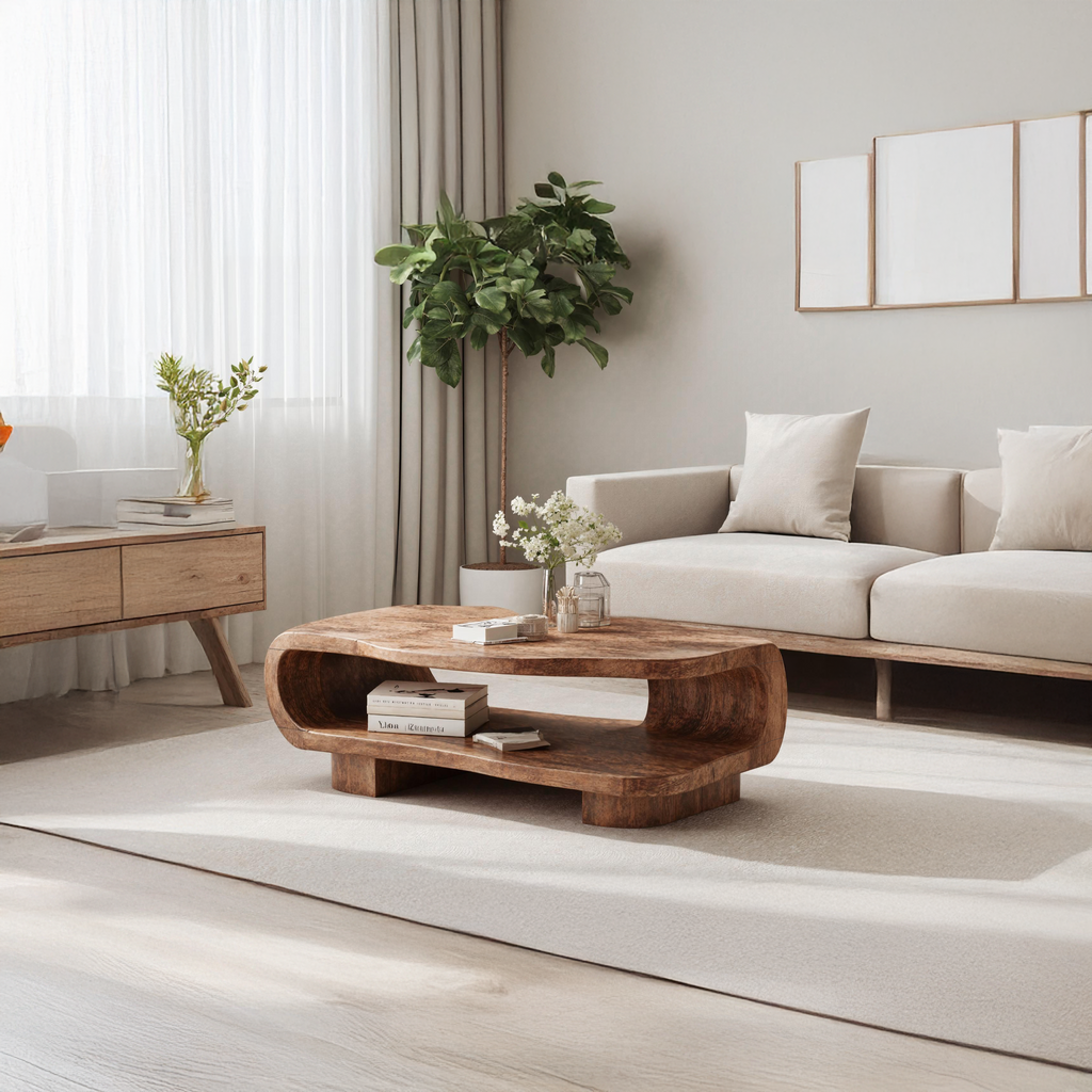 Farmhouse Wooden Coffee Table For Entryway Accent CTHCH024