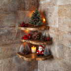 Floating Corner Shelf Xmas Walnut Floating Shelf Christmas Decor CFSHCH009