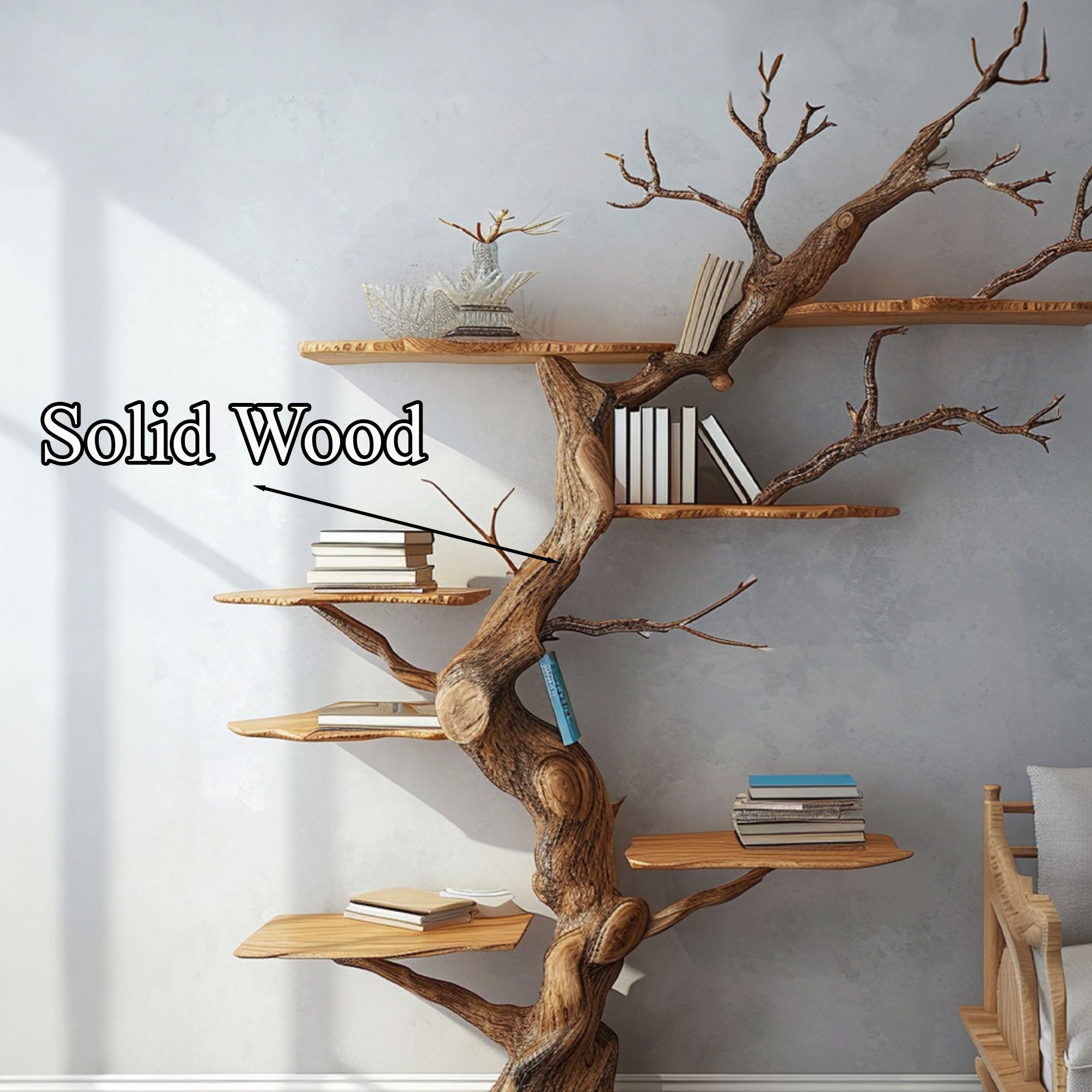Rustic Tree Branch Floating Shelves Nursery Bookshelf