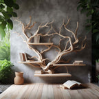 Rustic Tree Bookshelf Driftwood Wall Shelf Bookshelf Home Office Decor