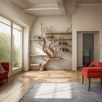 Tree Bookshelf Wall Mount Solid Wood Bookcase