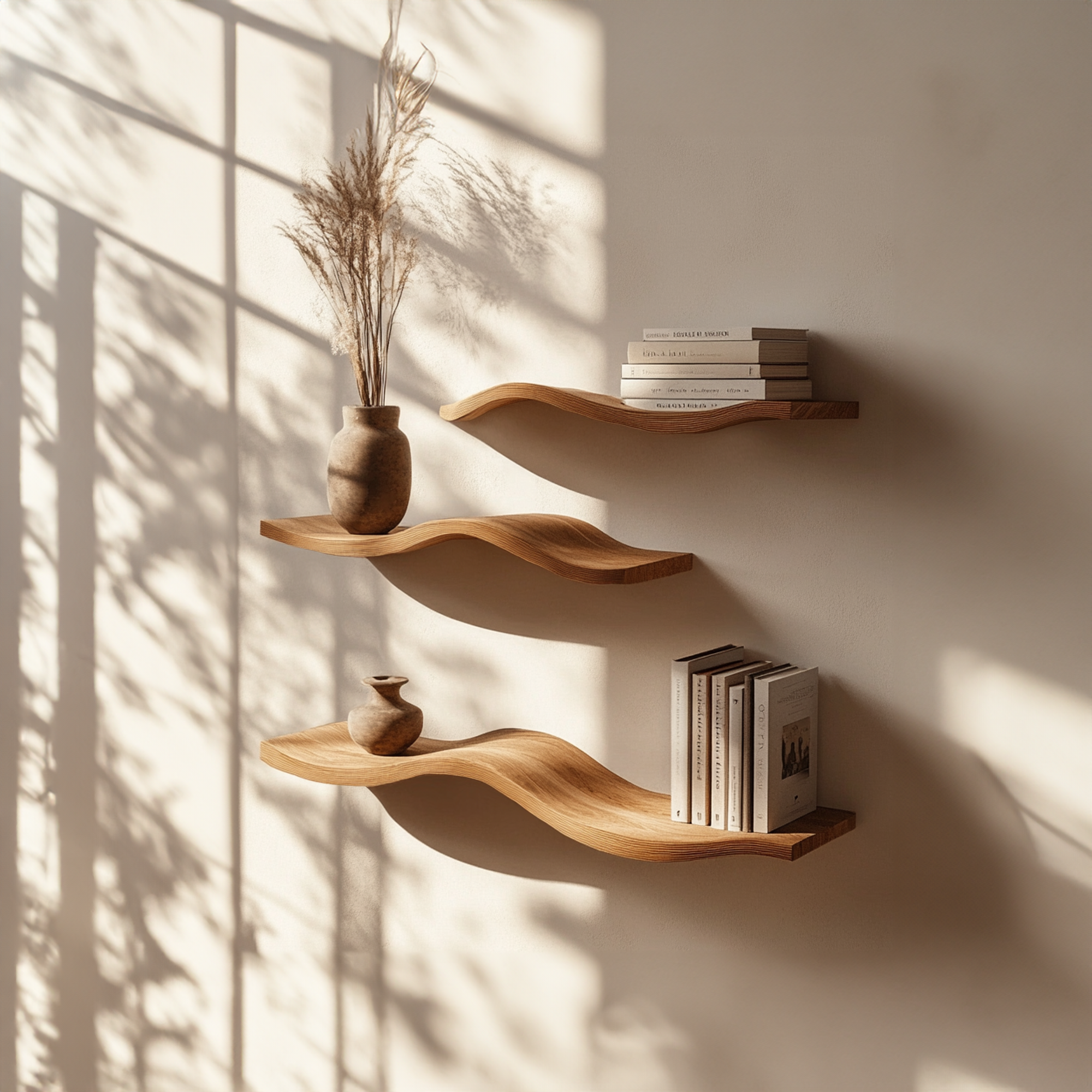 Wavy Wood Floating Shelves Living Room Farmhouse Live Edge Shelf WFSHCH017