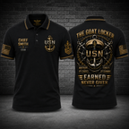 Custom Name The Goat Locker US Navy Chief Petty Officer Polo Shirt - Earned Never Given