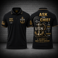 Custom Name Ask The Chief US Navy Chief Petty Officer Polo Shirt
