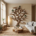 Tree Branch Bookshelf Decor Solid Wood Carving