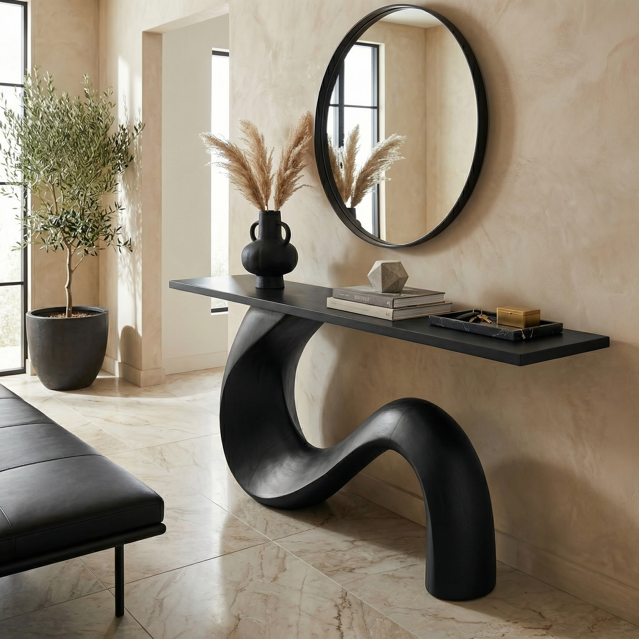 Mid-Century Sculptural Entryway Console Table CTHCH-006