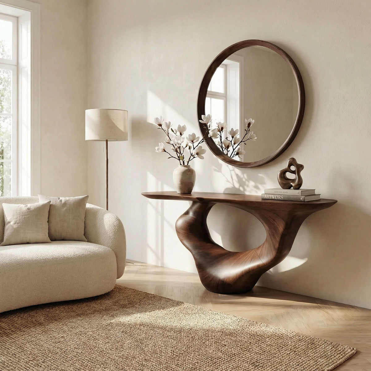Console Table Unique Art Solid Wood Handmade Narrow Wood CTHCH-007