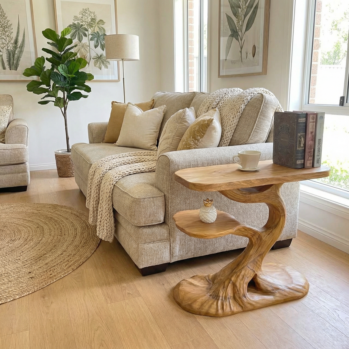 Rustic Tree End Table Living Room ETHCH006