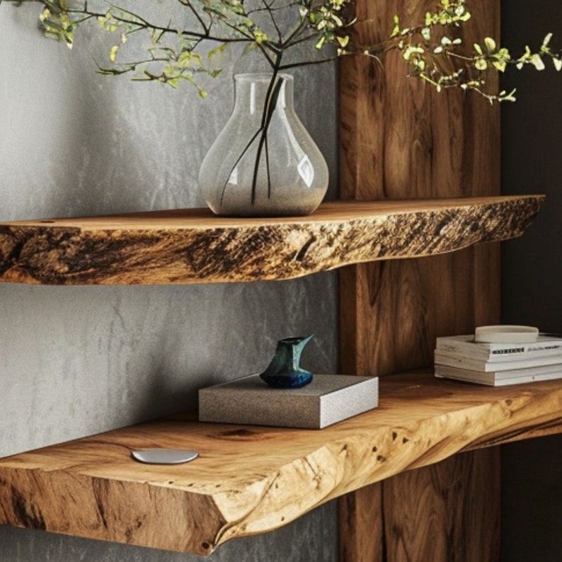 Live Edge Floating Shelf Wood Shelves WFSHCH013