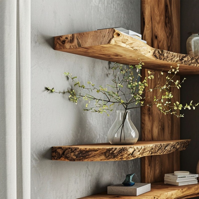 Live Edge Floating Shelf Wood Shelves WFSHCH013