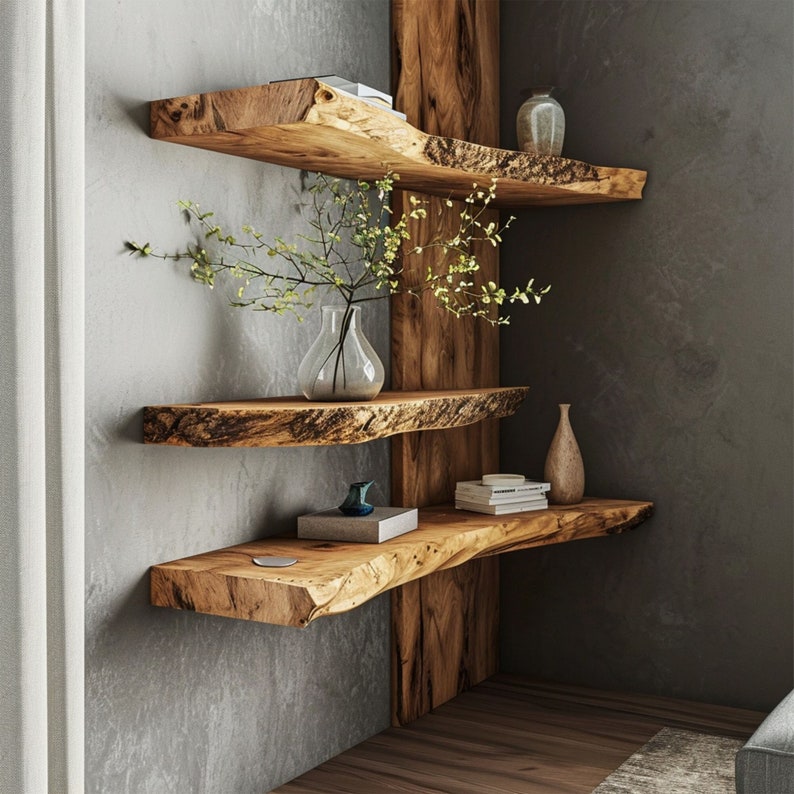 Live Edge Floating Shelf Wood Shelves WFSHCH013