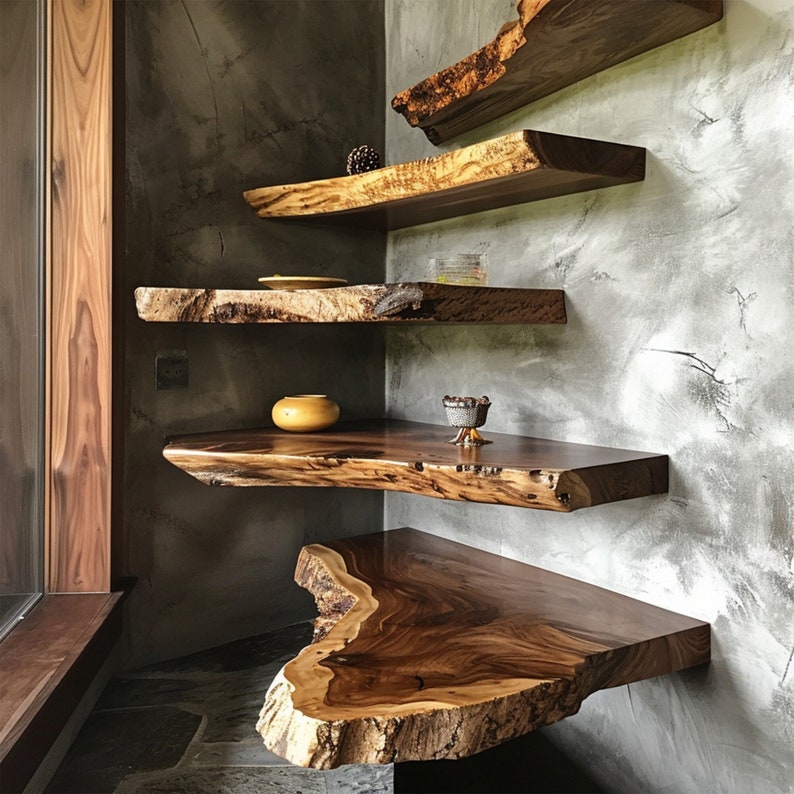 Walnut Live Edge Shelf Custom Shelf WFSHCH014