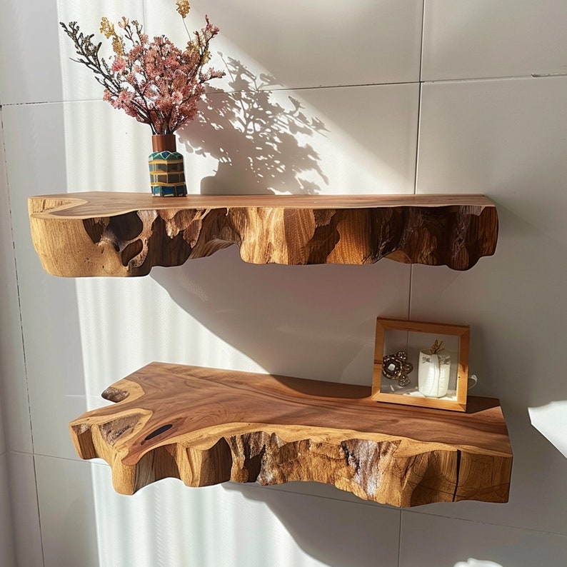 Floating Wall Shelf Live Edge WFSHCH012