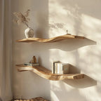 Wavy Wooden Floating Shelves Living Room For New Year Custom Shelves WFSHCH005
