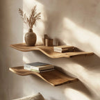 Wavy Wooden Floating Shelves Living Room For New Year Custom Shelves WFSHCH005