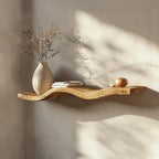 Wavy Wooden Floating Shelves Living Room For New Year Custom Shelves WFSHCH005