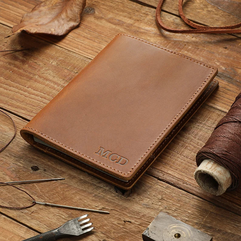 Personalized Leather Passport Holder | Custom Leather Passport Wallet Case Cover | Monogram Engraved Leather
