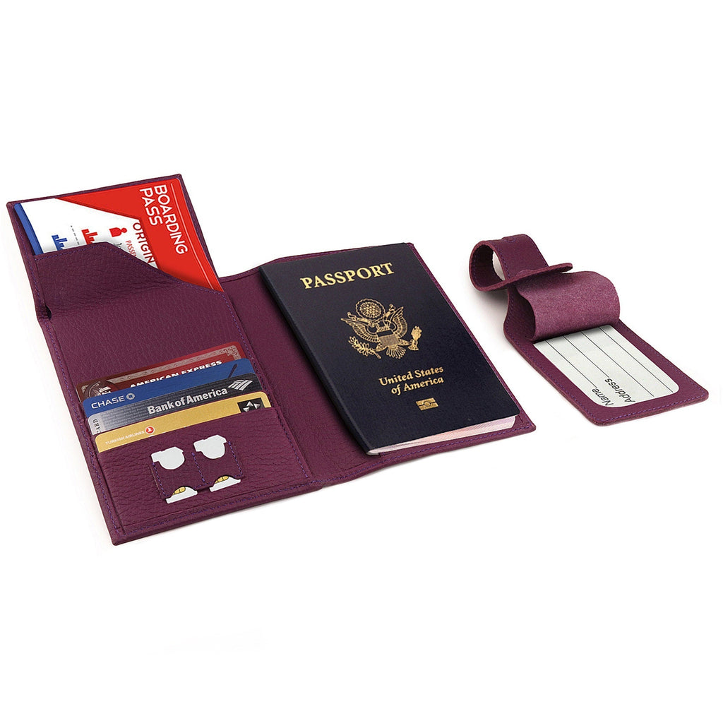 Personalized Top Grain Leather Passport Cover with Luggage Tag, Hand Crafted RFID Passport Wallet and Card Holder Slim Custom Travel Wallet