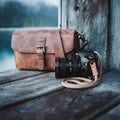 Personalized Top Grain Leather Messenger Camera Bag & Handcrafted Travel Bag for Mirrorless, Instant & DSLR Cameras, Unisex Leather Bag