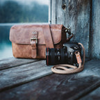 Personalized Top Grain Leather Messenger Camera Bag & Handcrafted Travel Bag for Mirrorless, Instant & DSLR Cameras, Unisex Leather Bag