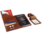Personalized Top Grain Leather Passport Cover with Luggage Tag, Hand Crafted RFID Passport Wallet and Card Holder Slim Custom Travel Wallet