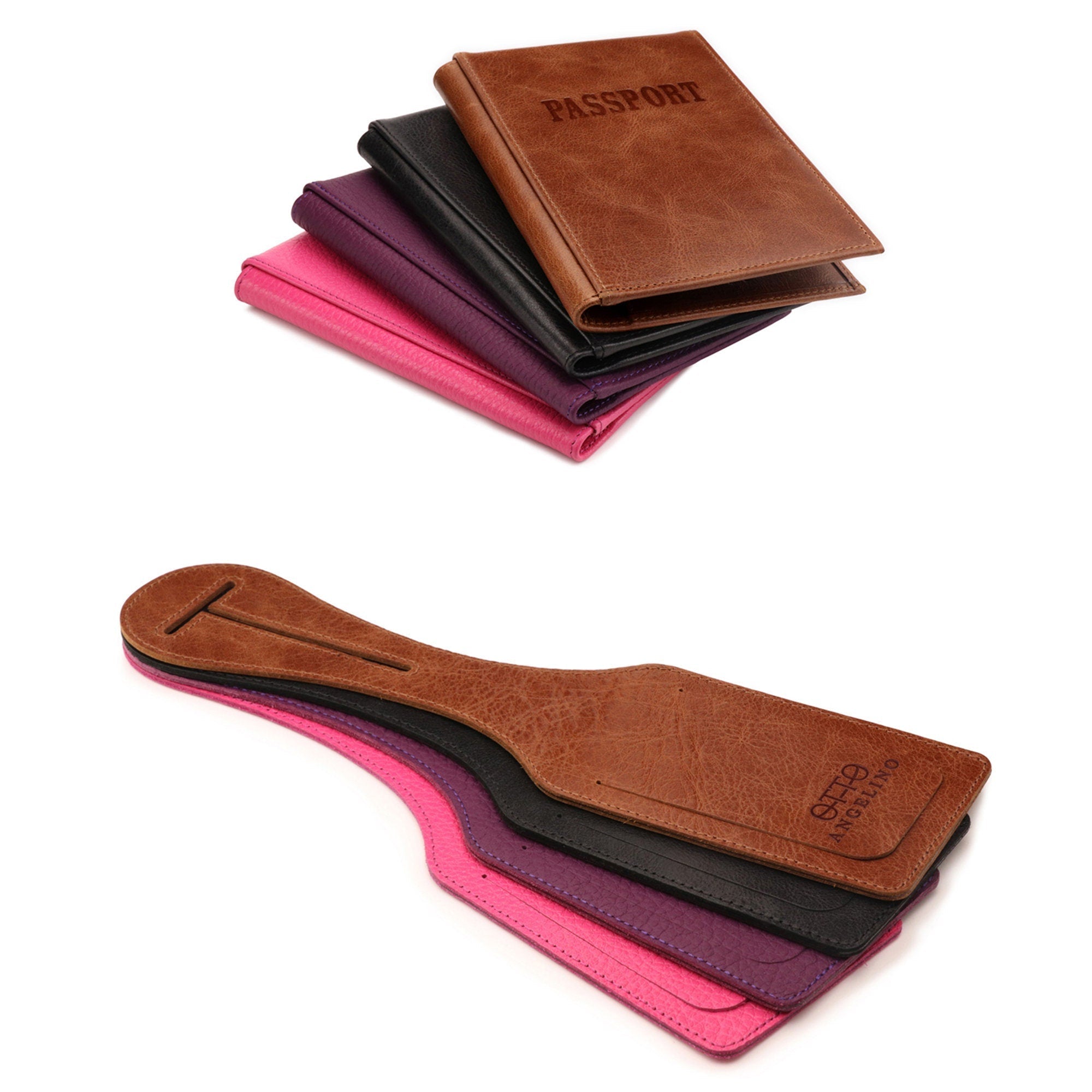 Personalized Top Grain Leather Passport Cover with Luggage Tag, Hand Crafted RFID Passport Wallet and Card Holder Slim Custom Travel Wallet