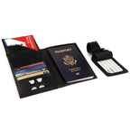 Personalized Top Grain Leather Passport Cover with Luggage Tag, Hand Crafted RFID Passport Wallet and Card Holder Slim Custom Travel Wallet