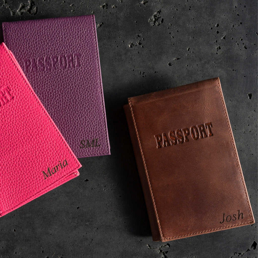 Personalized Top Grain Leather Passport Cover with Luggage Tag, Hand Crafted RFID Passport Wallet and Card Holder Slim Custom Travel Wallet