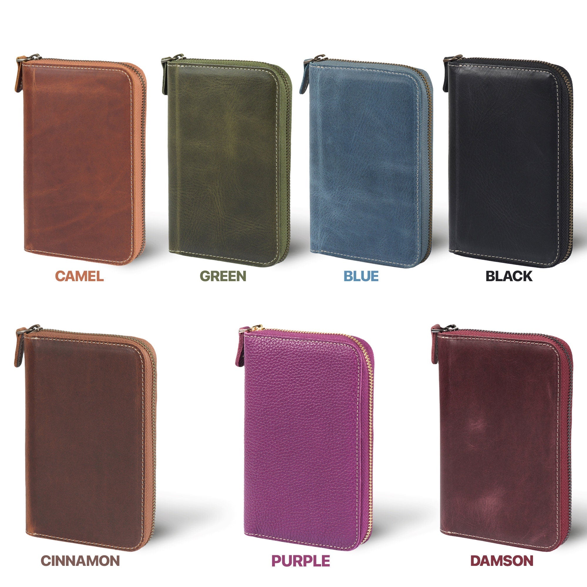 Personalized Hand Crafted Top Grain Leather Travel Journal and Organizer, Padfolio with Pencil Holder, Customized Notepad and Zipper Closure