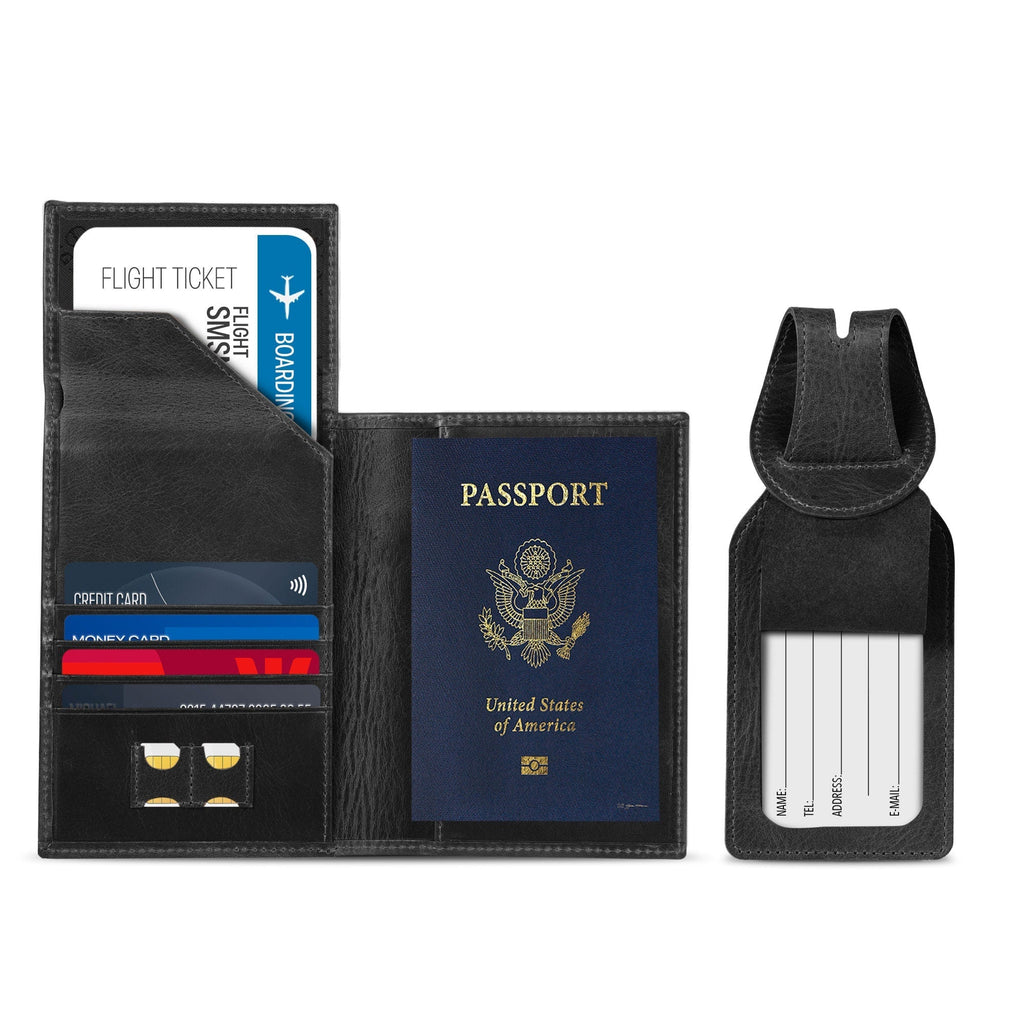 Personalized Top Grain Leather Passport Case and Card Holder with Name Tag, Hand Crafted Travel Wallet, Unisex Vintage Style Passport Cover