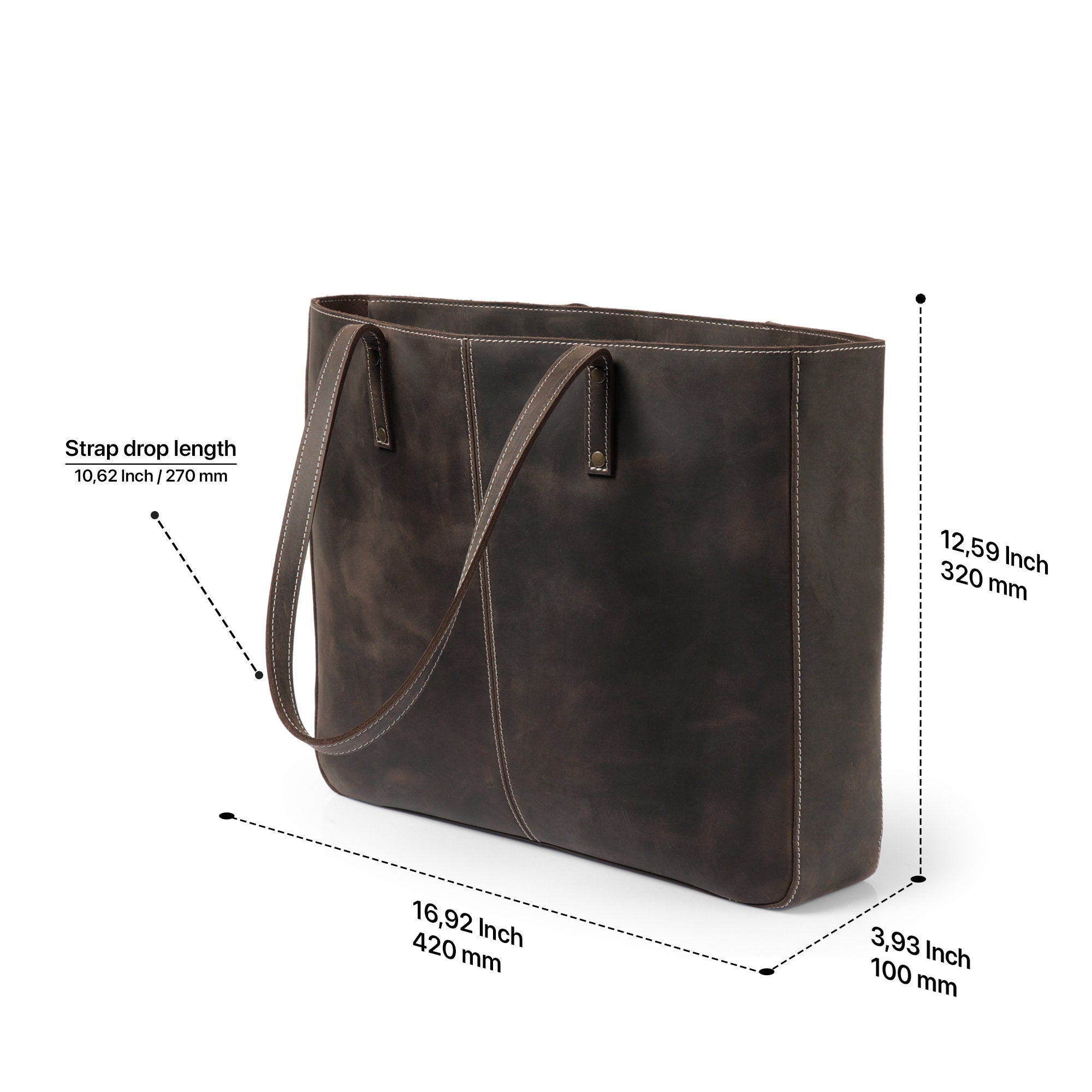 Carmel Leather Tote Bag, Durable Women Tote for Toiletries or Electronic Devices, Handcrafted High Quality Shoulder Laptop Tote