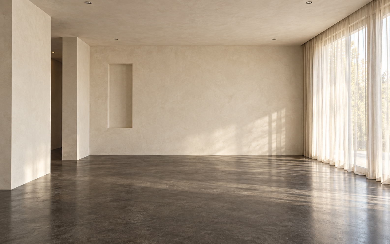 Empty living room before interior customization