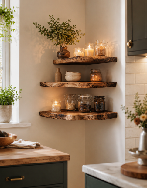 Custom Floating Shelf Live Edge WFSHCH011